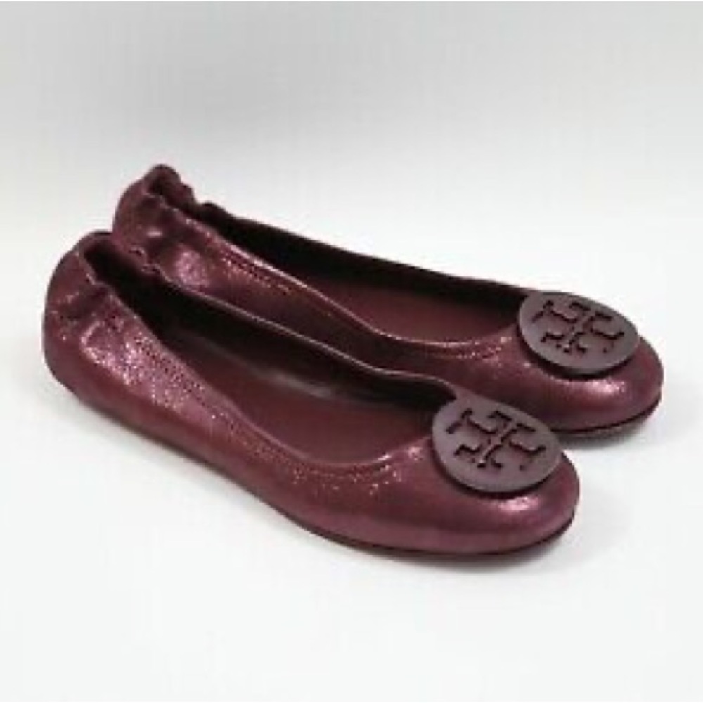 Tory Burch Purple Metallic Minnie flats